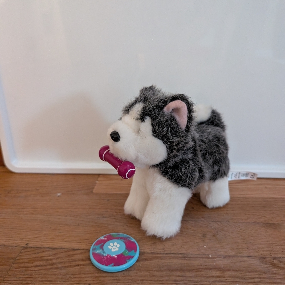 American Girl Plush Husky with Pink Bone